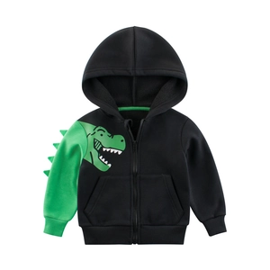 Giacca Con Cappuccio E Zip Per Bambini Misto Cotone Pile Stampa Dinosauro Cartone Animato Pinna 3D Felpa Per Ragazzi