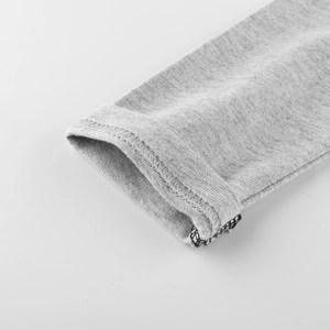 Classic grey cotton boys long sleeve t-shirt showing detailed cuff and fabric texture