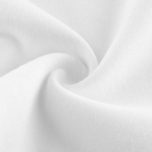 Close-up of premium white knitted cotton fabric with soft texture for toddler long sleeve tee