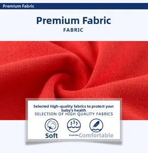 Detailed close-up of soft breathable red cotton fabric texture for kids t-shirt