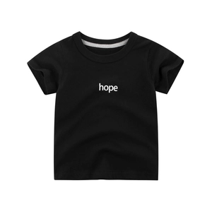 Kids Cotton Short Sleeve T-Shirt Round Neck Casual Summer Tops For Boys Girls Hope Letter Print Soft Breathable