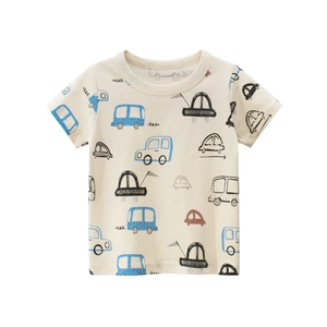 T-Shirt A Maniche Corte Per Bambini Puro Cotone Stampa Auto Cartoni Animati Top Casual Girocollo Per Bambini Ragazzi Ragazze Estate