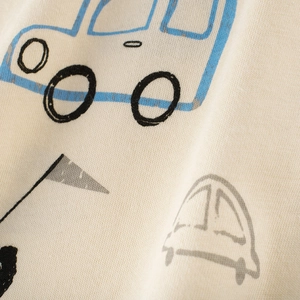 T-shirt per bambini in cotone con auto blu e morbida trama in maglia fine