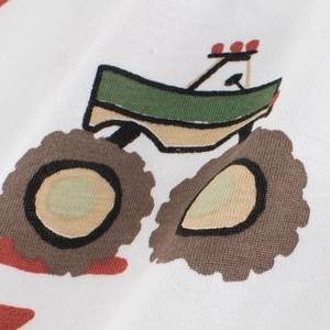 Kids white cotton T-shirt with green monster truck print for casual summer wear