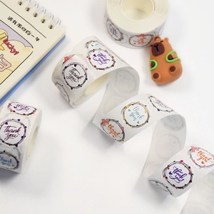 Floral Thank You stickers rolls in various colors for gift sealing and DIY crafts
