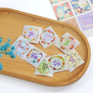500pcs floral thank you stickers with rose designs for wedding and gift packaging decoration