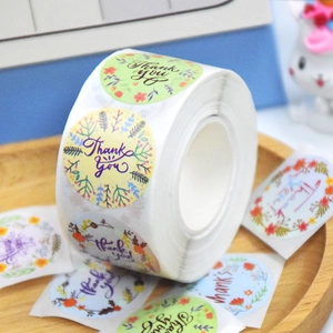 Floral Thank You sticker roll for gift packaging and envelope sealing decorations