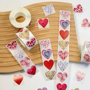 Detail of red heart star roll stickers for wedding gifts and DIY handicraft decoration