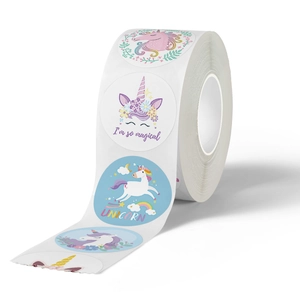 500pcs colorful unicorn roll stickers for kids DIY crafts and teacher rewards