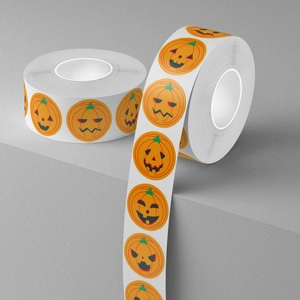 Due rotoli di adesivi con zucche di Halloween per confezioni regalo e decorazioni