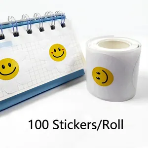 Autocollants sourire tournesol en rouleau pour décoration artisanale 100 pièces par rouleau