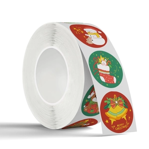 Rolle mit Cartoon-Weihnachtsaufklebern mit Schneemännern für Geschenkverpackungen