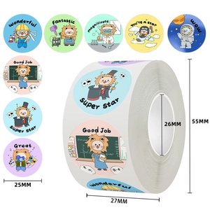 Cartoon Leeuw Beloningsstickers Voor Kinderen Docent Aanmoedigingslabels Rond Motiverend Schoolbenodigdheden Stickers Good Job Super Star