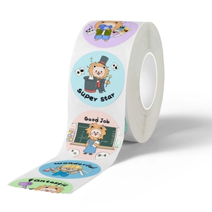 Rol met cartoon leeuwen beloningsstickers met beroepen en motiverende teksten