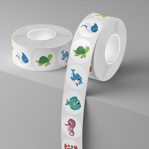 Kleurrijke zeedieren beloningsstickers voor kinderen met schildpadden en dolfijnen