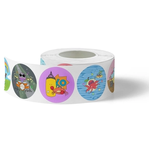 Rouleau d'autocollants animaux de dessin animé pour bricolage enfants et récompenses