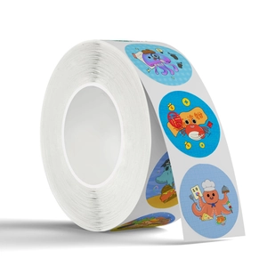 Roll of cartoon marine animal reward stickers with cute sea creatures and Chinese characters