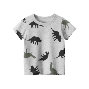 Maglietta Per Bambini Puro Cotone Manica Corta Girocollo Stampa Dinosauro Cartone Animato Top Estivi Casual Per Ragazzi E Ragazze