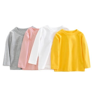 Kids Long Sleeve T-Shirt Pure Cotton Basic Round Neck Solid Color Tee For Boys Girls Toddler Casual Autumn Top Undershirt