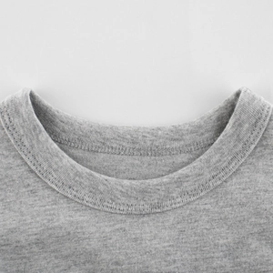 Classic grey melange crew neck long sleeve t-shirt for boys with ribbed neckline