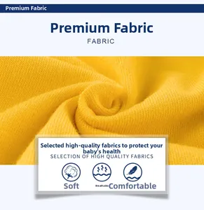 Close-up of soft yellow breathable knitted cotton fabric detail for kids' clothing