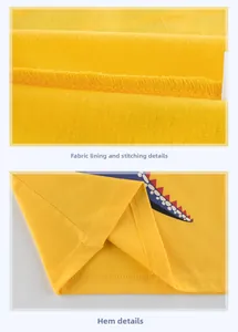 Detail of yellow cotton kid shirt showing precision inner stitching and durable double hem