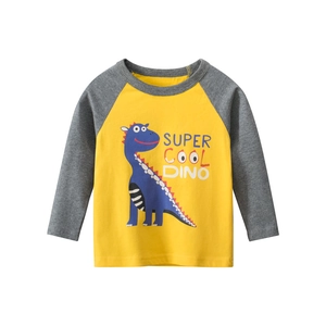 Toddler Kids Long Sleeve T-Shirt Cotton Raglan Round Neck Cartoon Dinosaur Print Casual Autumn Spring Unisex Tops