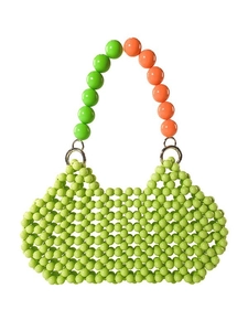 Handmade Beaded Handbag Acrylic Hollow Out Contrast Color Evening Clutch For Women Summer Fashion Casual Bag
