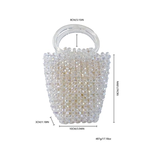 Spécifications détaillées des dimensions du sac à main en perles acryliques fait main