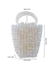 Sac à main en perles acryliques irisées fait main pour femmes avec dimensions