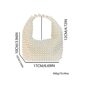 Spécifications de taille détaillées pour le sac à main de soirée en perles blanches