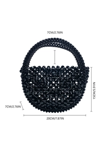 Guida alle taglie dettagliata della borsa di perle nere con larghezza 20 cm e altezza 15 cm