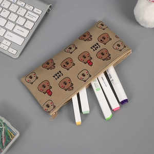 Schattig Capybara etui van Oxford stof met cartoonprint en ritssluiting aan bovenkant
