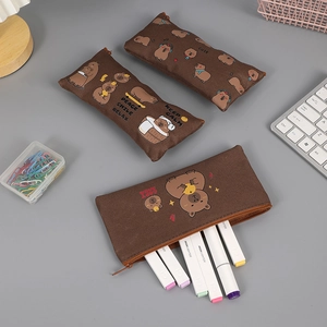 Set van drie Capybara canvas etuis met cartoonprints en ritssluiting voor briefpapier