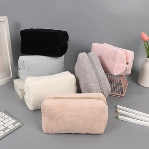 Cute plush pencil case set with pineapple texture and zipper in multiple colors