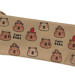 Schattig Capybara etui van Oxford stof met cartoonprints en een gouden metalen rits