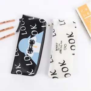 Detail of creative cartoon bird pencil case with repeated look patterns and zipper