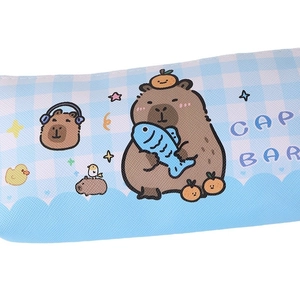 Cute Capybara pencil case with blue checkered pattern and large capacity storage