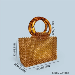 Spécifications détaillées de la taille du sac en perles ambrées avec poids et dimensions