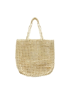 Grand sac fourre-tout tissé en perles blanc crème pour les vacances à la plage