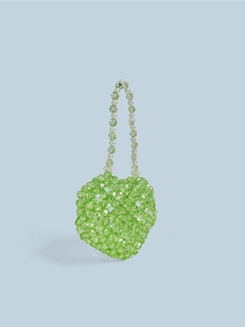 Sac à main artisanal en perles acryliques vertes en forme de cœur avec perles