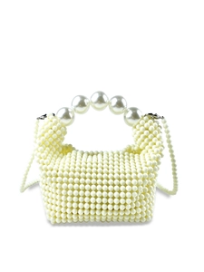 Artificial Pearl Beaded Handbag Hand Woven Faux Artificial Pearl Crossbody Bag For Women Elegant Banquet Party Wedding Mini Tote