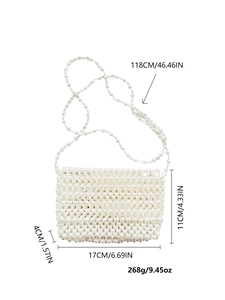 Spécifications de taille de la pochette bandoulière artisanale en perles blanches