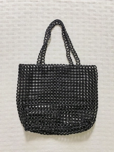 Sac À Main En Perles De Bois Fourre-Tout Tissé Évidé Style Bohème Vacances À La Mer Grande Capacité Pour Femmes