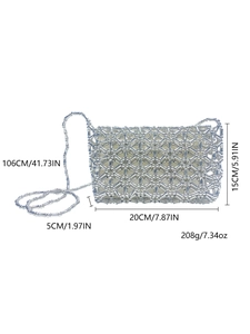 Spécifications de taille du sac à bandoulière en perles argentées tissées à la main