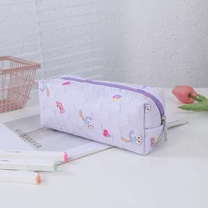 Detailed close-up of quilted lavender StellaLou pencil case with premium metal zipper