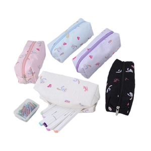 Floral cartoon pencil case set featuring high capacity PU leather storage for students