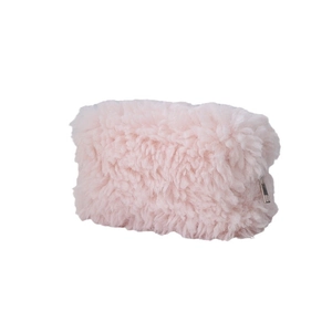 Pink plush pencil case with long faux fur and large capacity zipper storage design