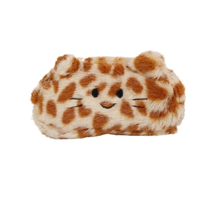 Plush giraffe pattern headband with cute 3D ears and embroidered face for skincare