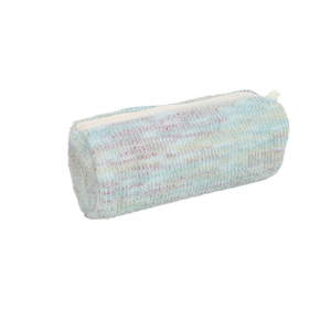 Trousse en peluche mignonne avec texture tricotée colorée et grande capacité